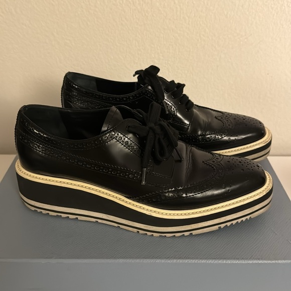 Prada Brogue Patent Leather Creeper, Striped Platform - Picture 5 of 5